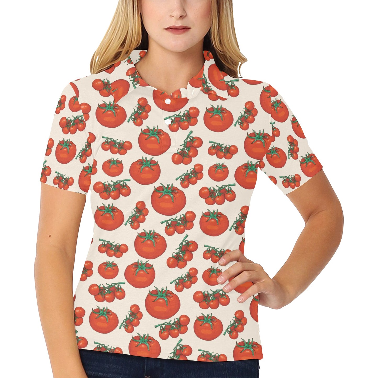 Tomato Print Design LKS302 Women's Polo Shirt