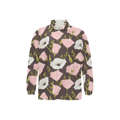 Anemone Pattern Print Design AM011 Long Sleeve Polo Shirt For Men's