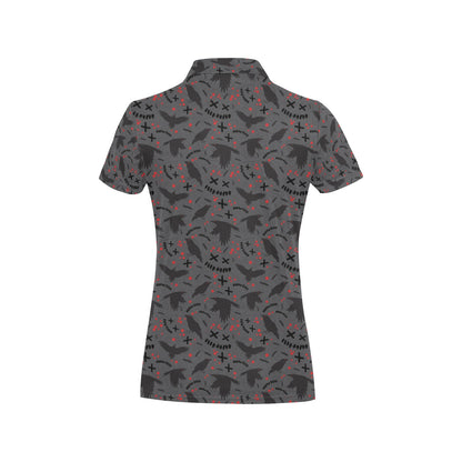 Crow Pattern Print Design 02 Women's Polo Shirt