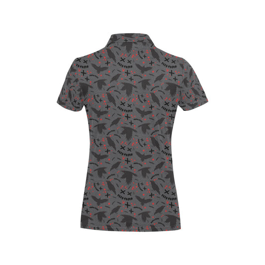 Crow Pattern Print Design 02 Women's Polo Shirt