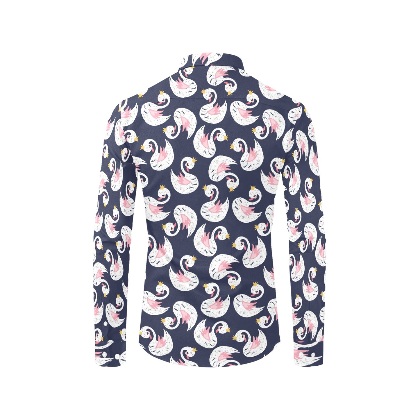 Swan Print Design LKS403 Men's Long Sleeve Dress Shirt