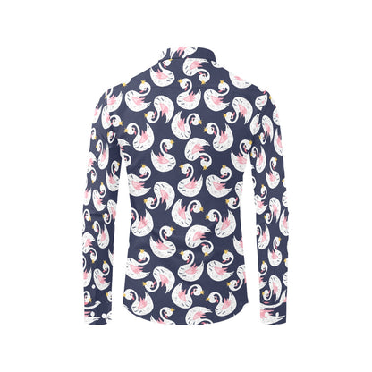 Swan Print Design LKS403 Men's Long Sleeve Dress Shirt