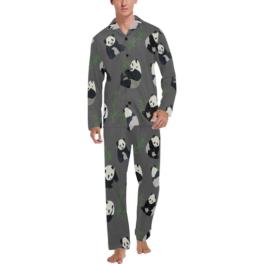 Panda Pattern Print Design A06 Men's Long Pajama Set