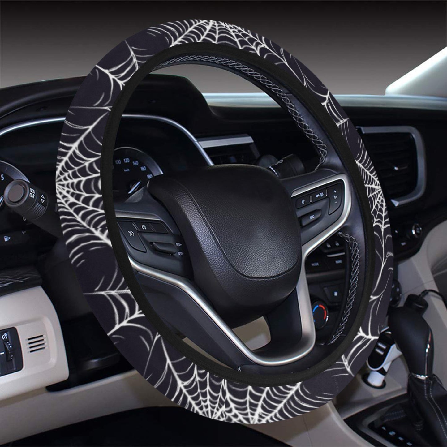 Spider Web Print Design LKS303 Steering Wheel Cover with Elastic Edge