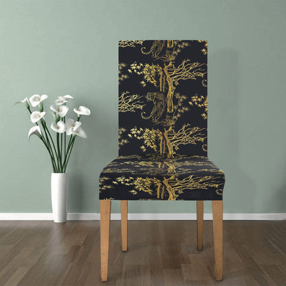 Tiger Gold Print Design LKS307 Dining Chair Slipcover
