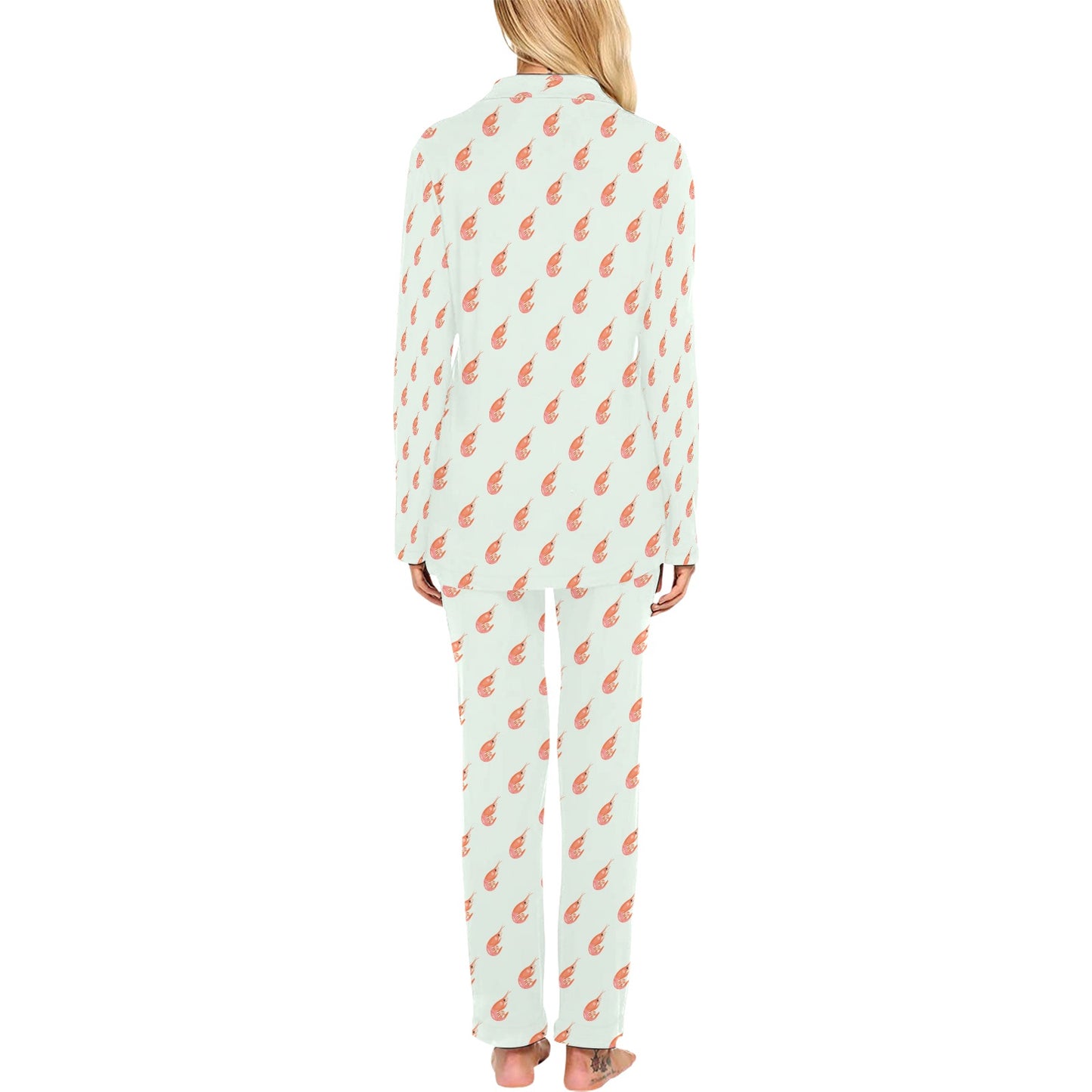 Shrimp Print Design LKS304 Women's Long Pajama Set