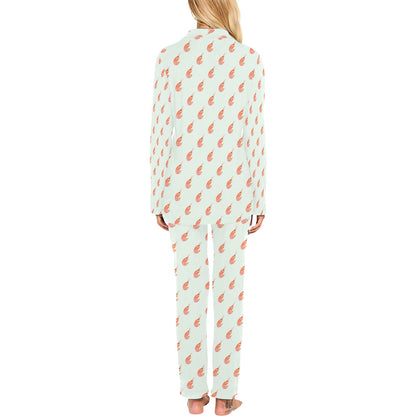 Shrimp Print Design LKS304 Women's Long Pajama Set