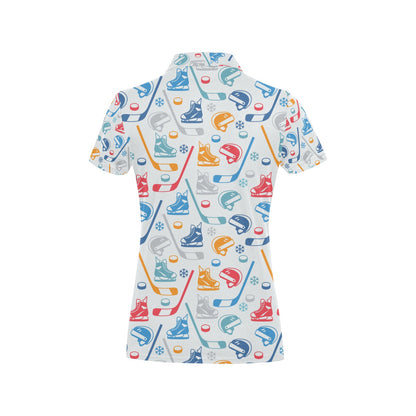Hockey Equipment Print Design LKS301 Women's Polo Shirt