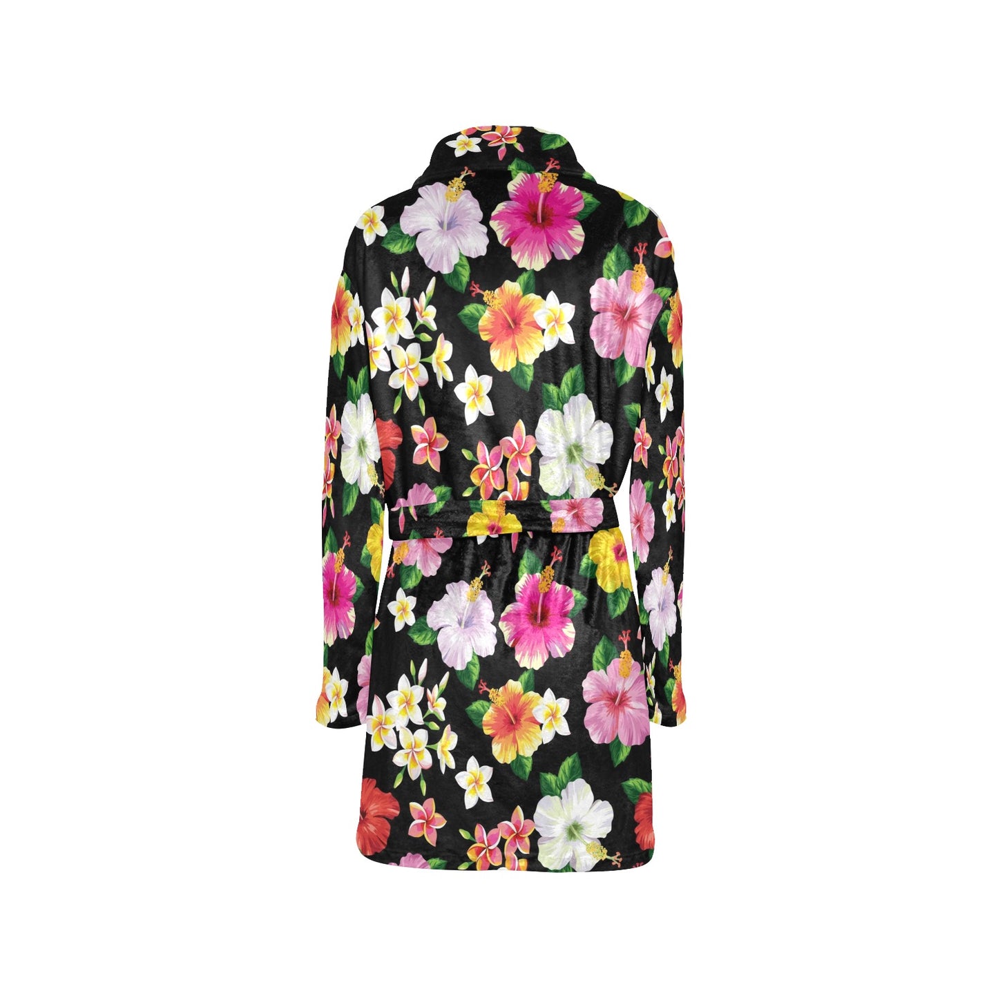 Hibiscus Pattern Print Design HB025 Women's Fleece Robe