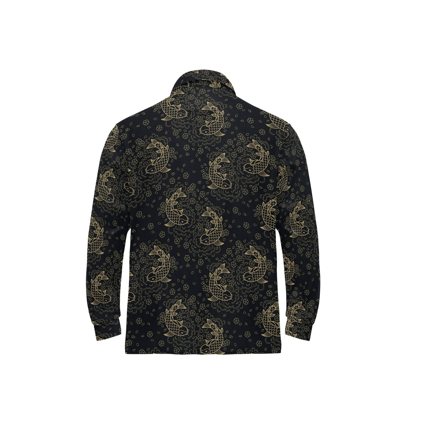 KOI Fish Pattern Print Design 02 Long Sleeve Polo Shirt For Men's