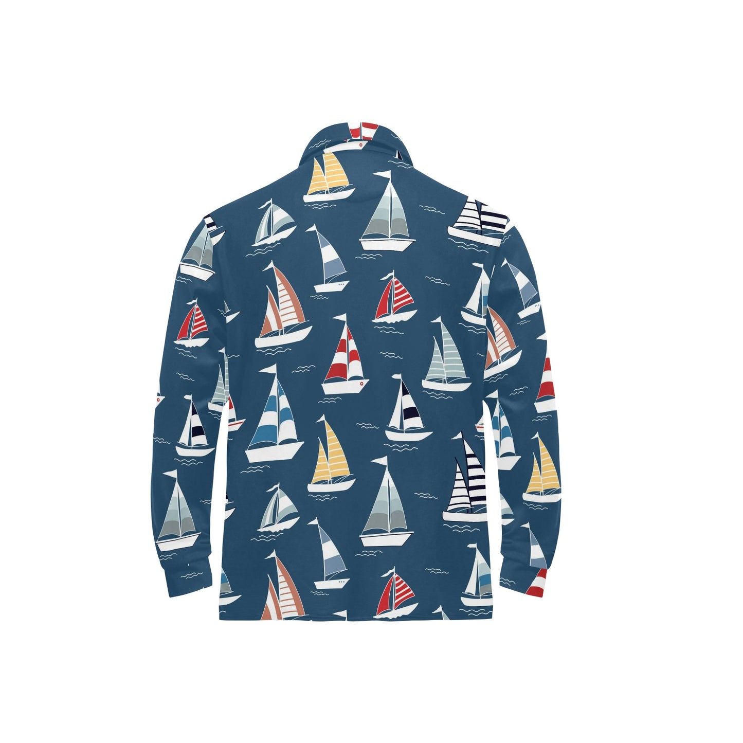 Sailing Ships Pattern Print Design A04 Long Sleeve Polo Shirt For Men's