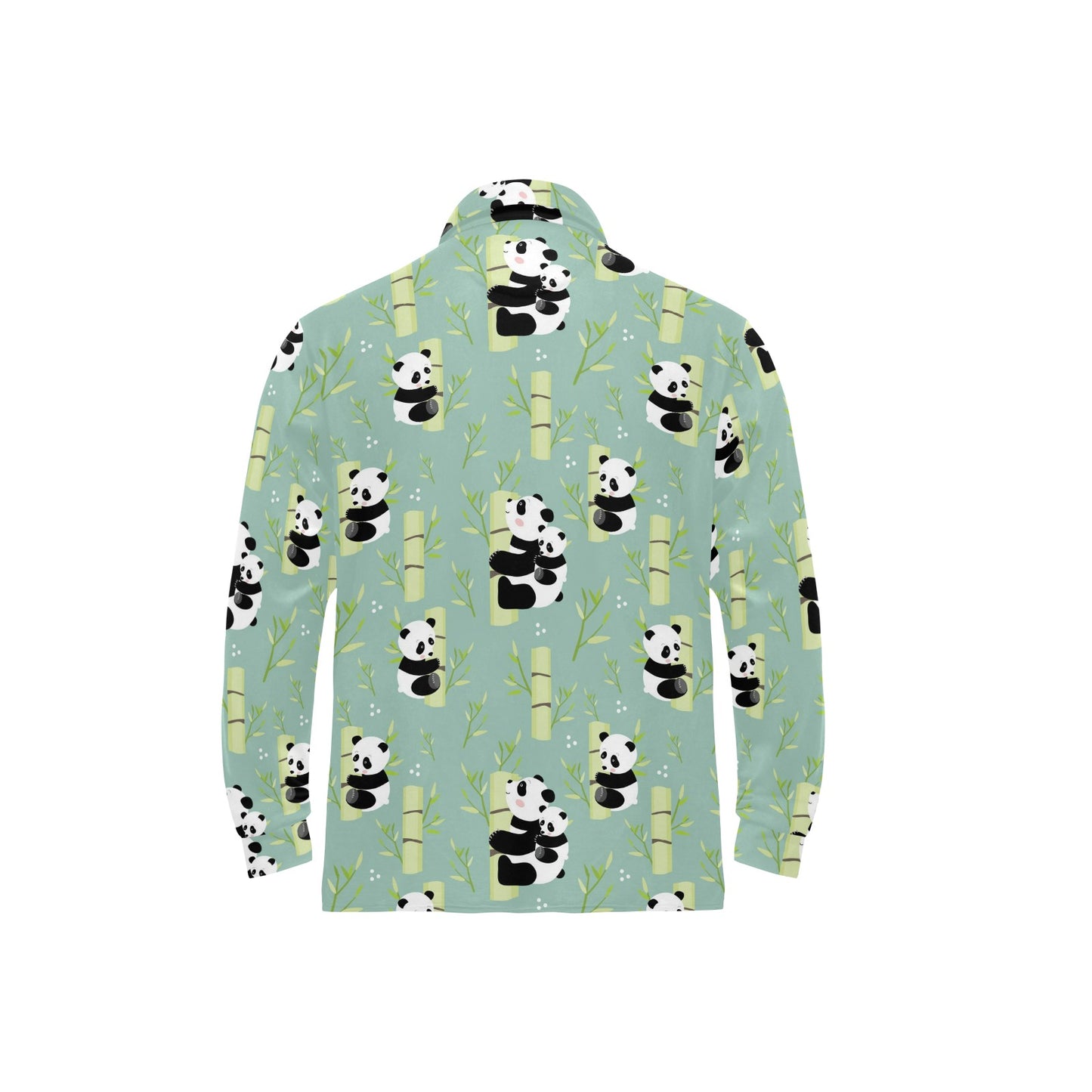 Panda Pattern Print Design A03 Long Sleeve Polo Shirt For Men's