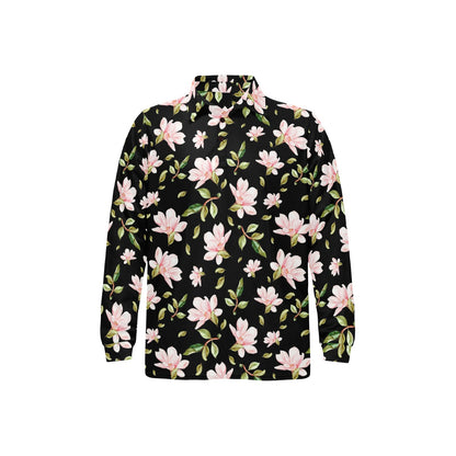 Magnolia Pattern Print Design MAG01 Long Sleeve Polo Shirt For Men's