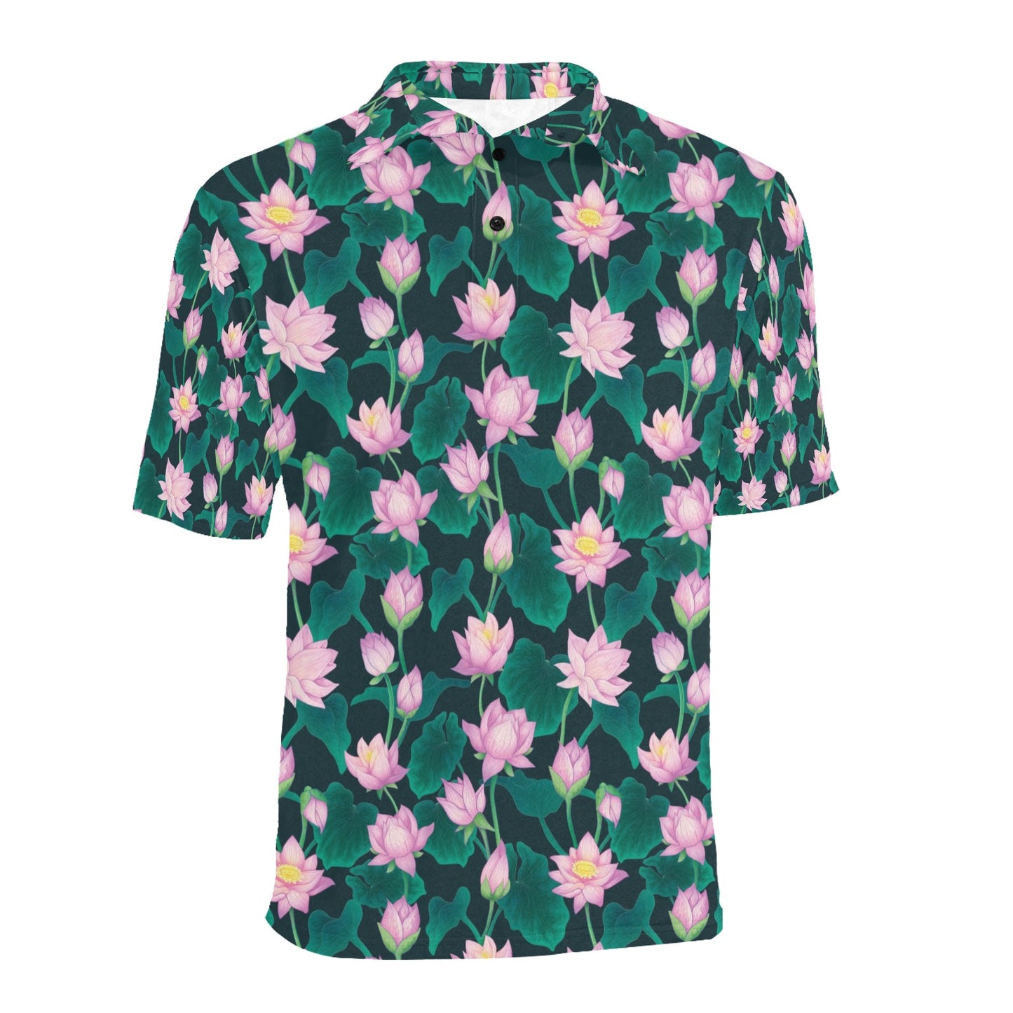 Water Lily Print Design LKS302 Men Polo Shirt