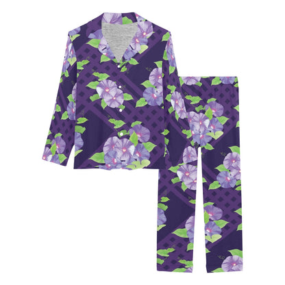 Morning Glory Pattern Print Design MG03 Women's Long Pajama Set