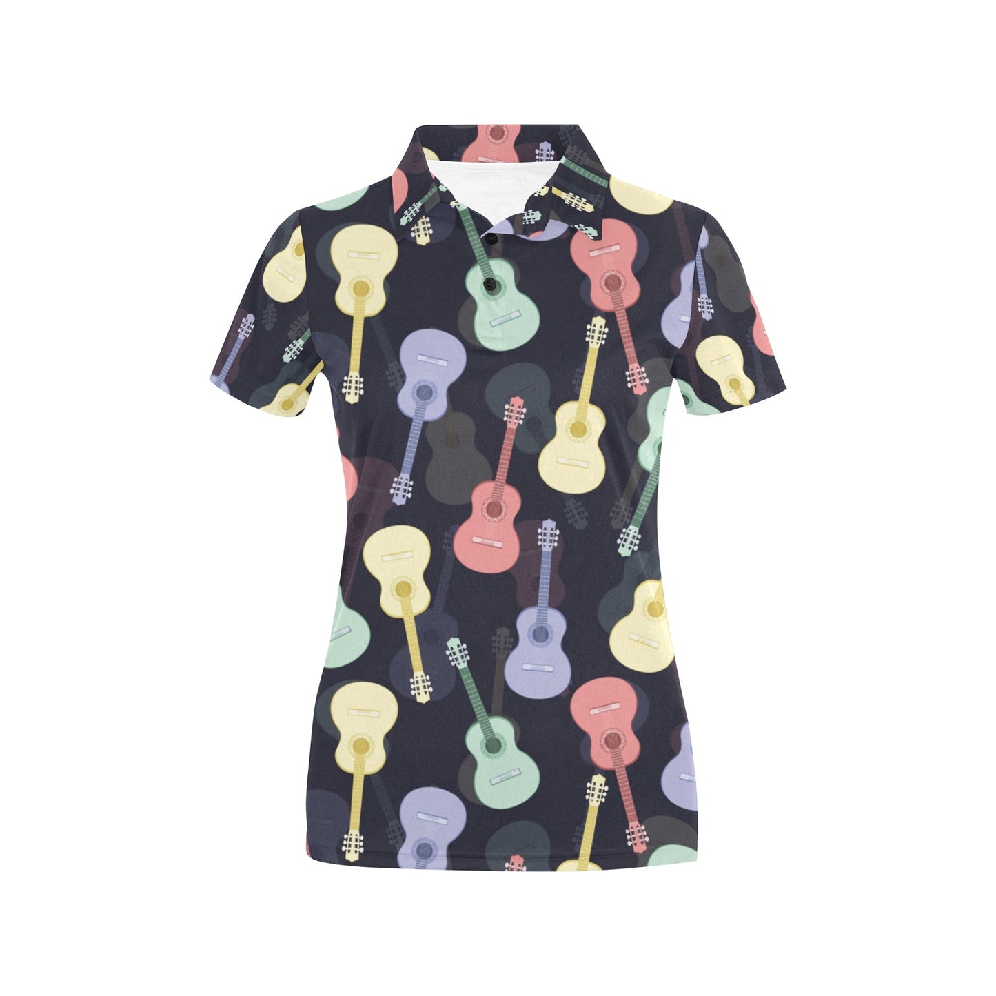 Acoustic Guitar Print Design LKS401 Women's Polo Shirt
