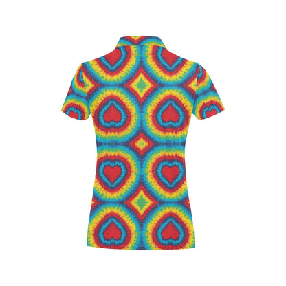 Tie Dye Heart shape Women's Polo Shirt