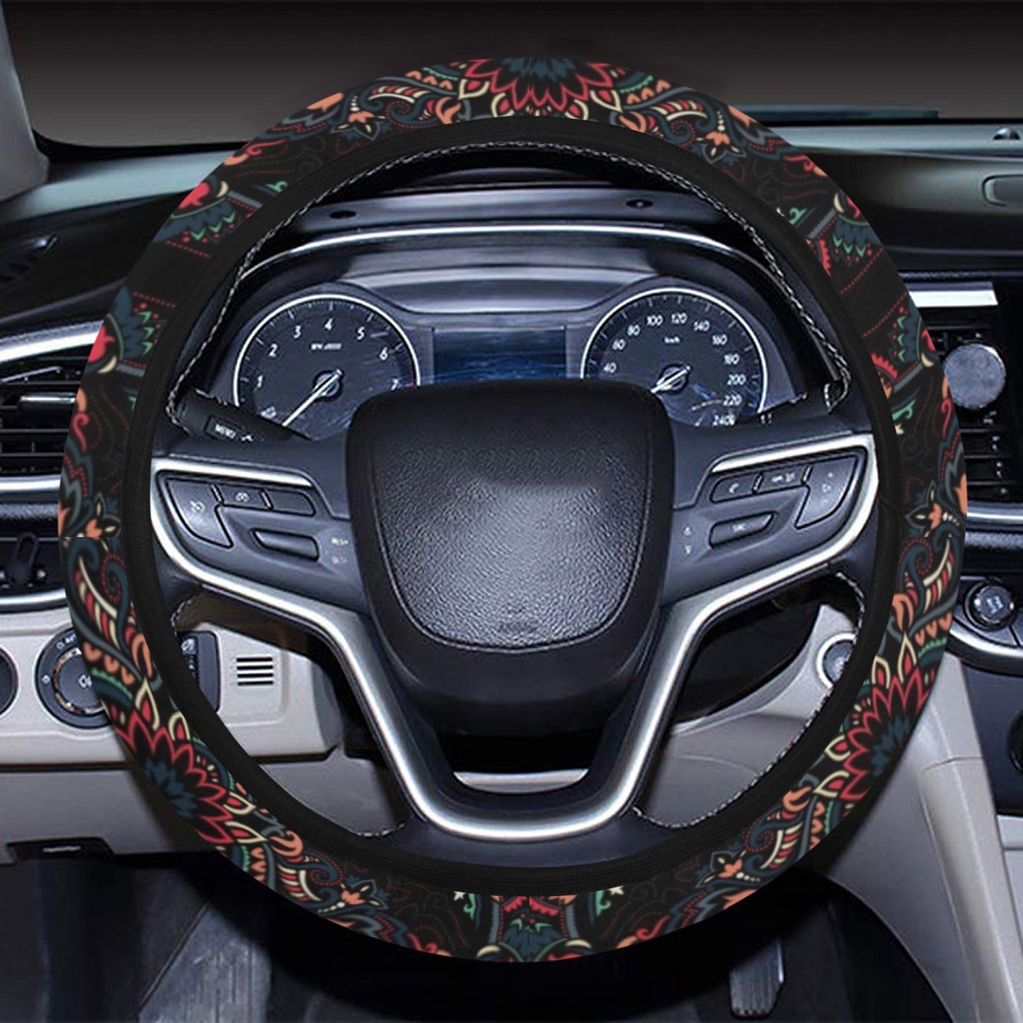 Bandana Print Design LKS307 Steering Wheel Cover with Elastic Edge