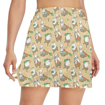 Guinea Pig Print Design LKS401 17" Golf & Pickleball Skort with Pockets