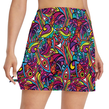 Trippy Print Design LKS302 17" Golf & Pickleball Skort with Pockets
