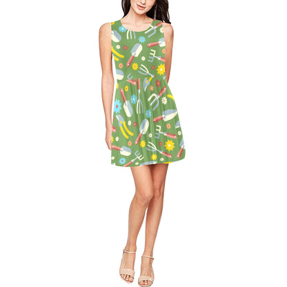 Gardening Pattern Print Design G06 Sleeveless Dress