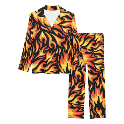 Flame Fire Design Pattern Women's Long Pajama Set