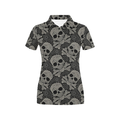 Paisley Skull Pattern Print Design A01 Women's Polo Shirt