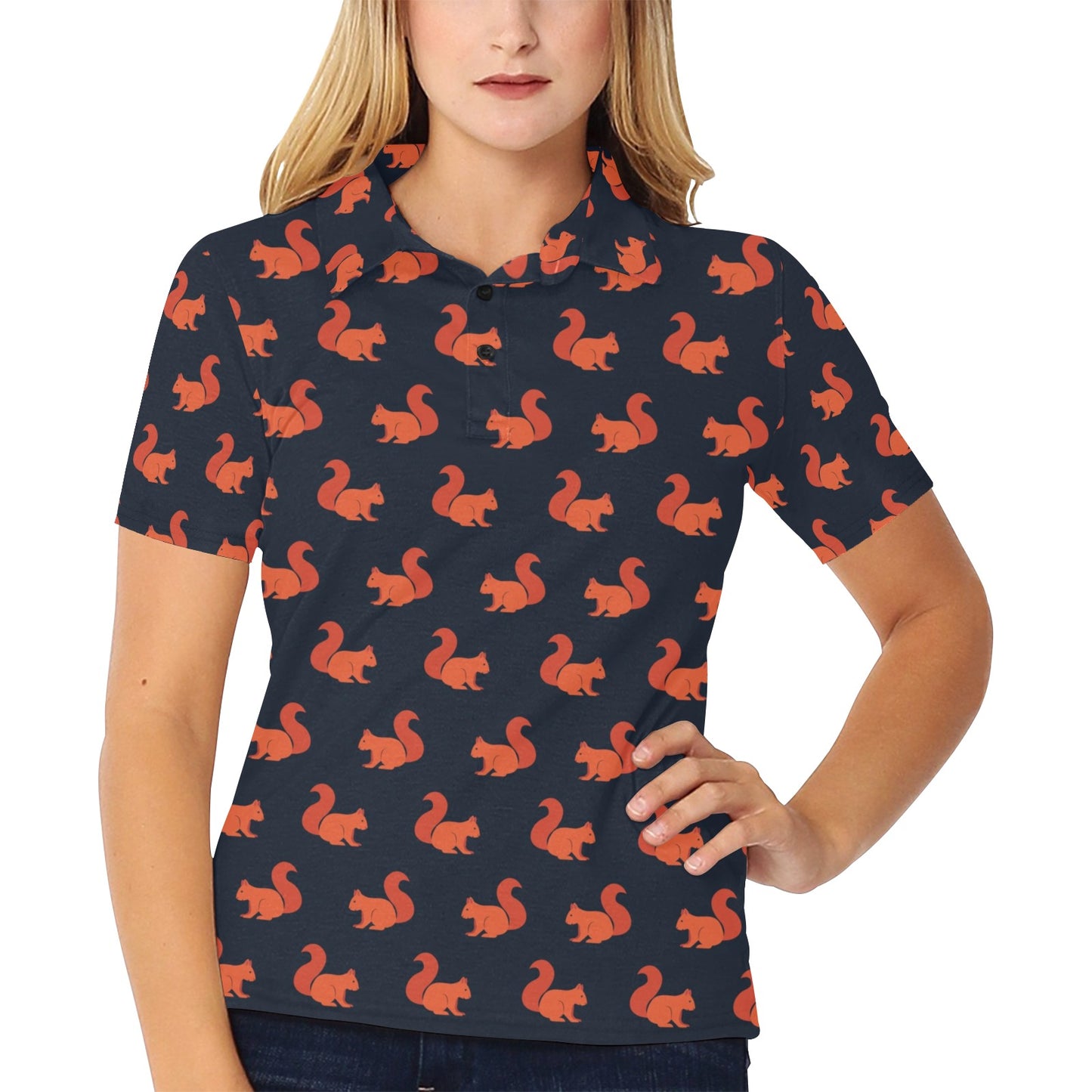 Squirrel Print Design LKS306 Women's Polo Shirt