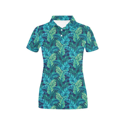 Banana Leaf Pattern Print Design 06 Women's Polo Shirt
