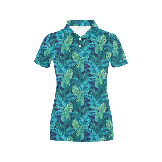 Banana Leaf Pattern Print Design 06 Women's Polo Shirt