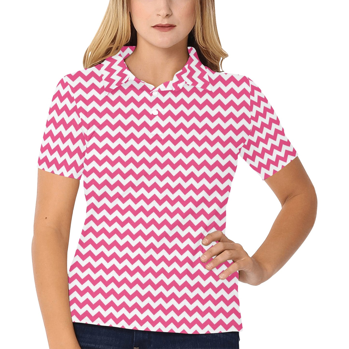 Chevron Print Design LKS402 Women's Polo Shirt
