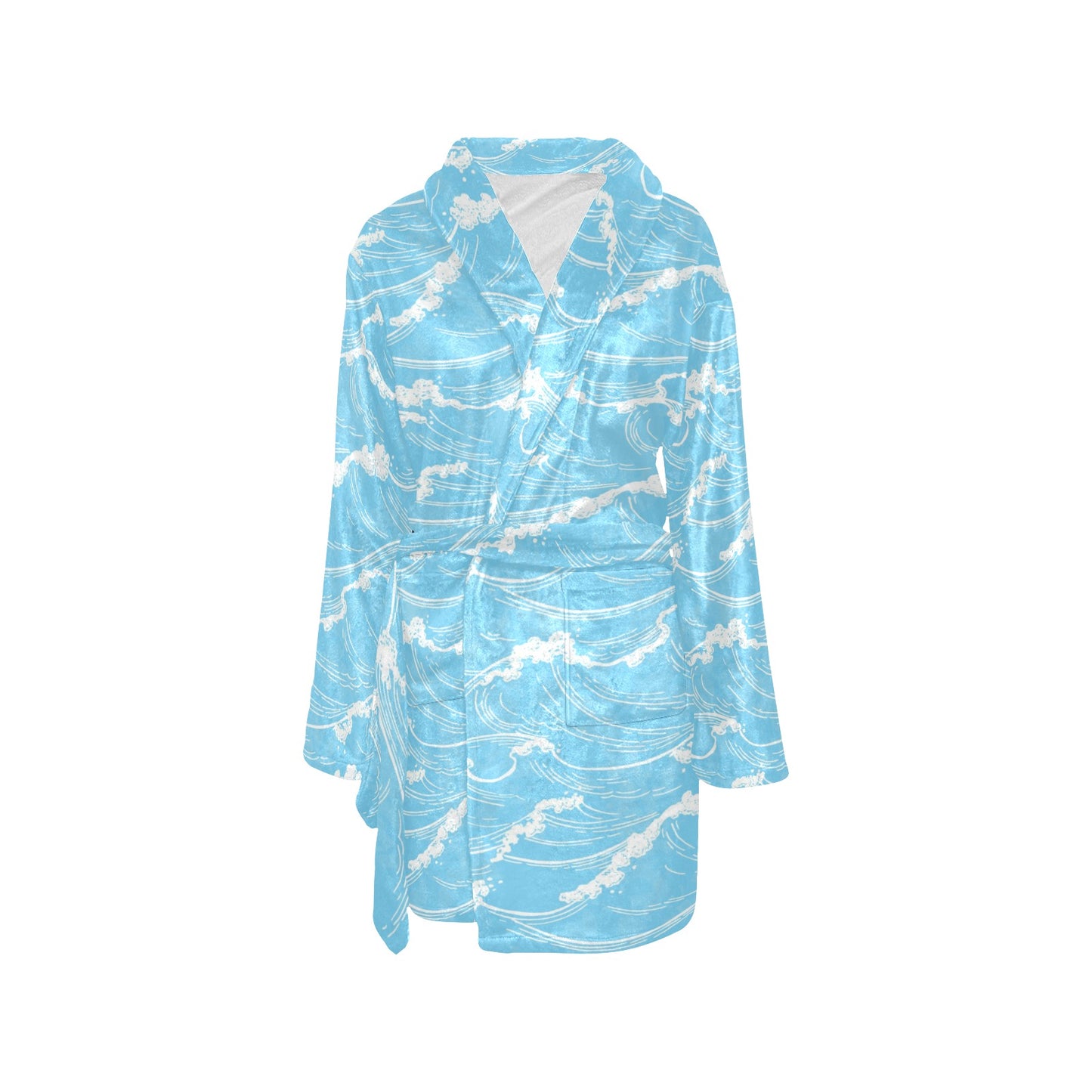 Ocean Wave Pattern Print Design A01 Women's Fleece Robe