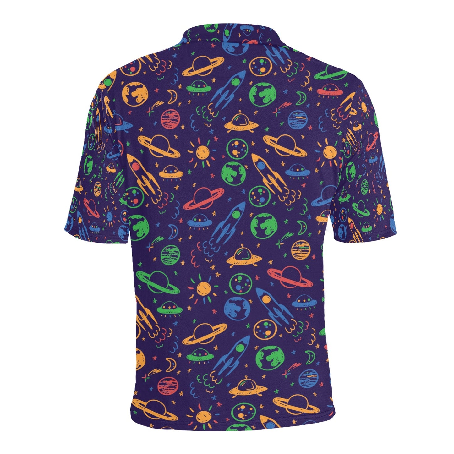 UFO Space Rocket Print Design LKS302 Men Polo Shirt