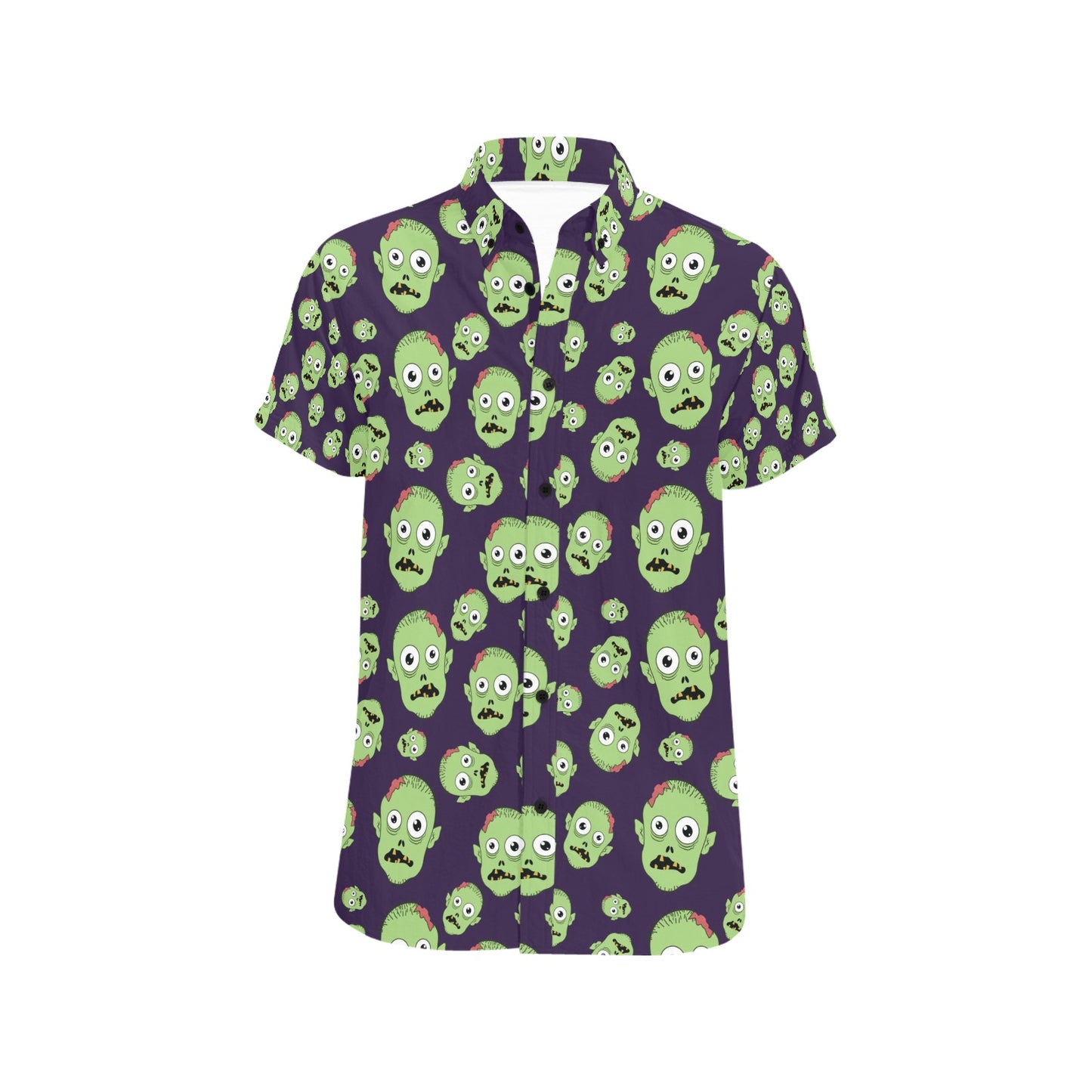 Zombie Print Design LKS303 Men Short Sleeve Button Up Shirt