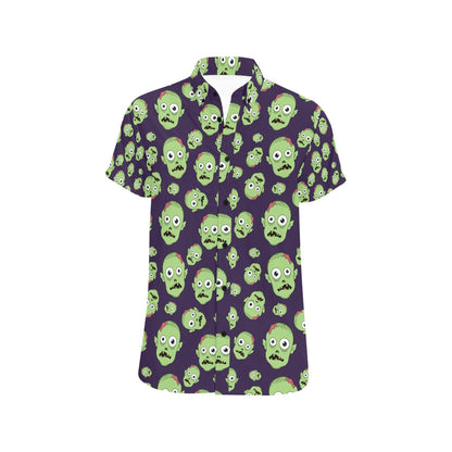 Zombie Print Design LKS303 Men Short Sleeve Button Up Shirt