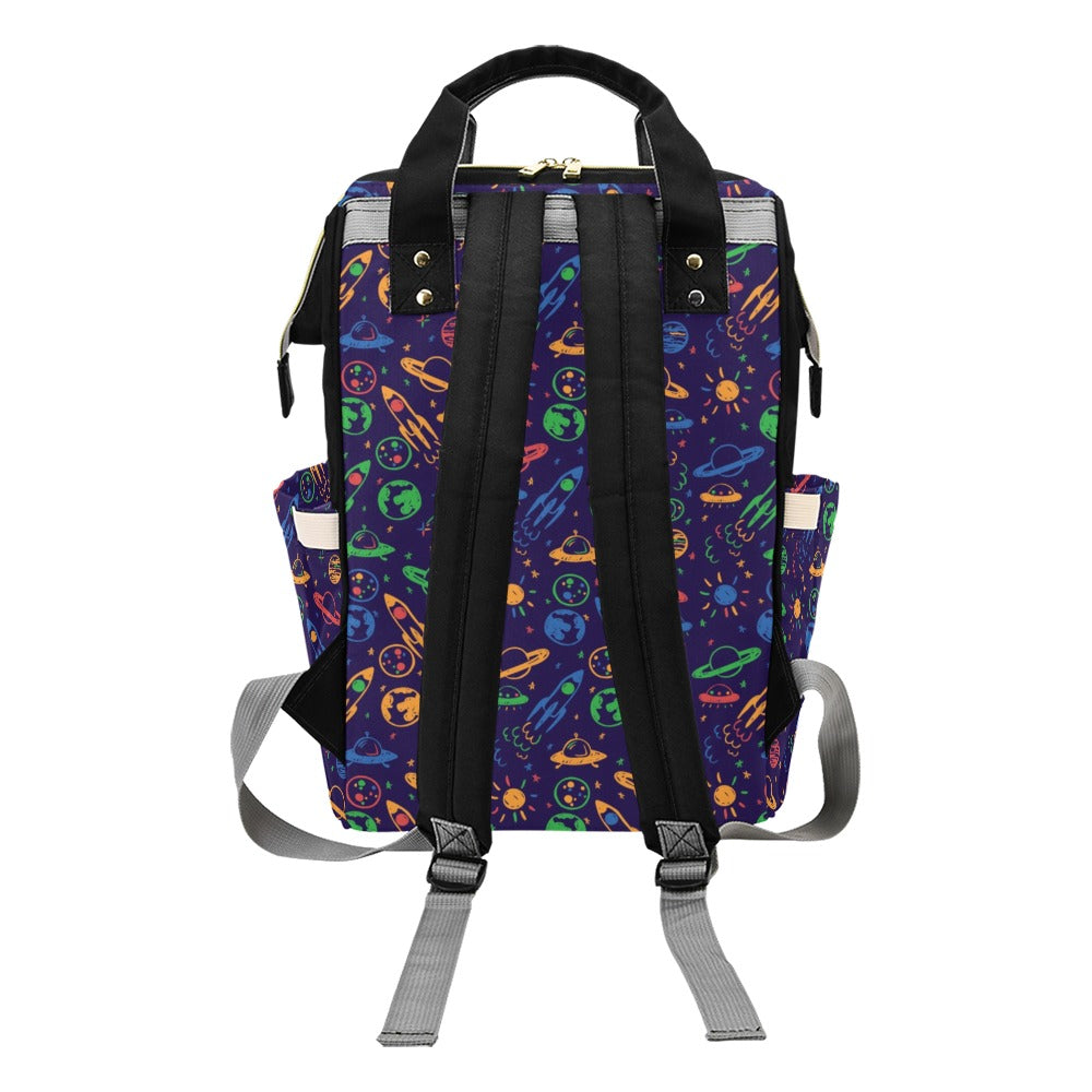 UFO Space Rocket Print Design LKS302 Diaper Bag Backpack