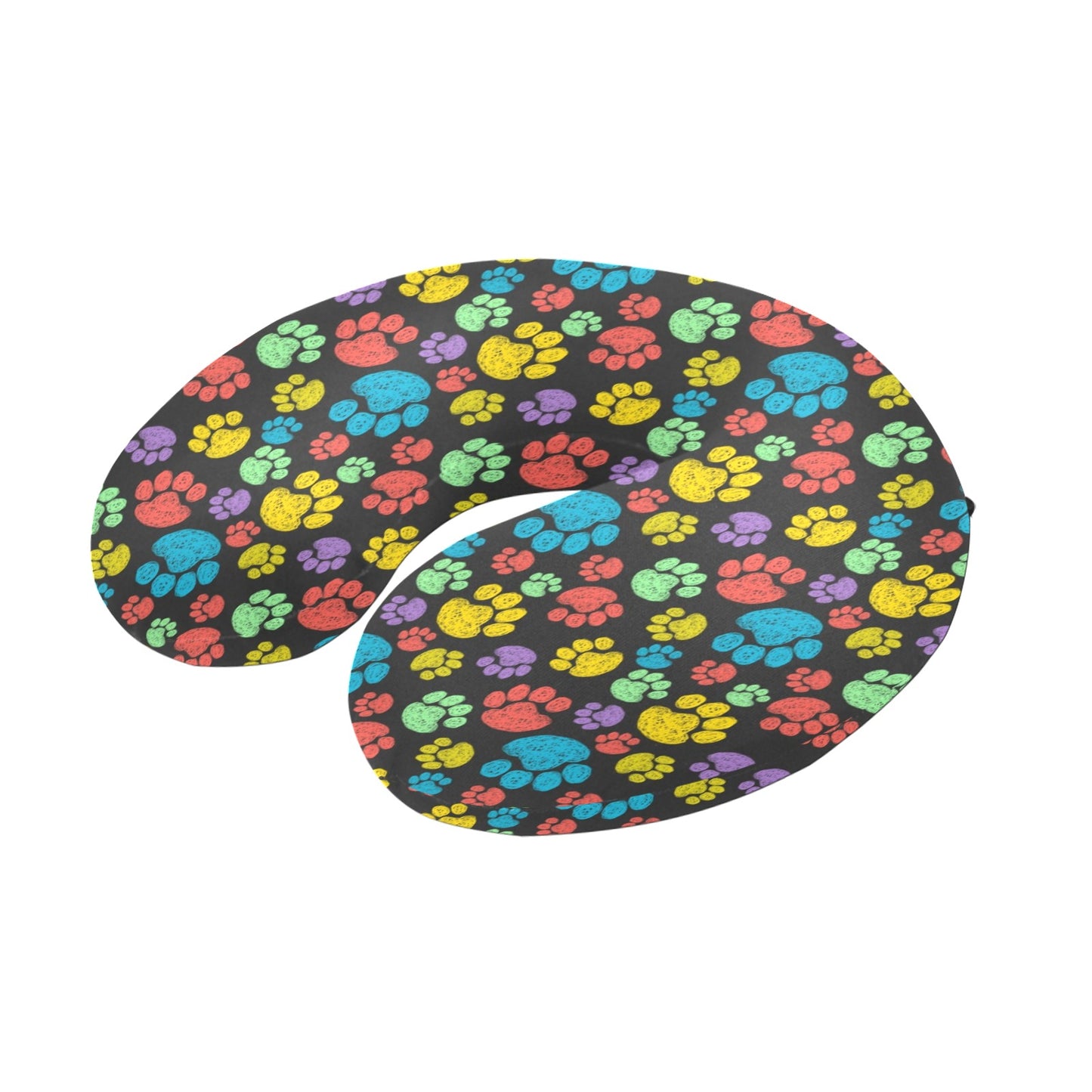 Paw Colorful Print U-Shaped Travel Neck Pillow