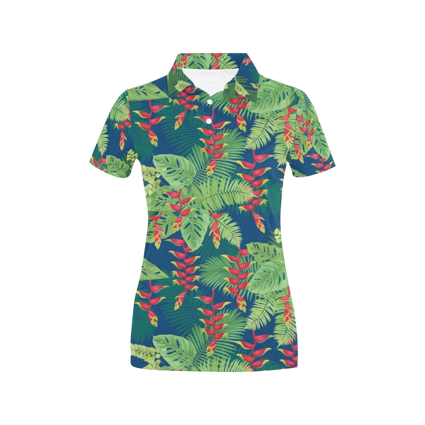 Heliconia Pattern Print Design HL08 Women's Polo Shirt