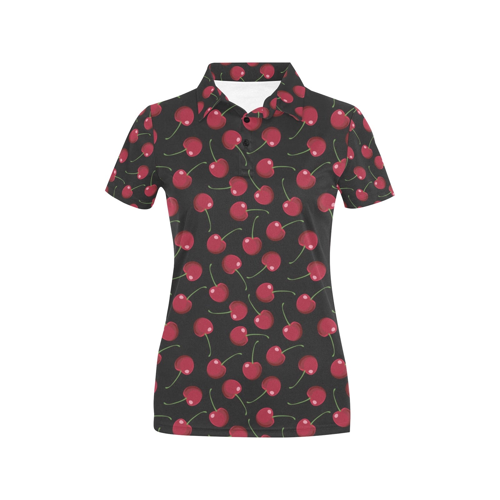 Cherry Black Background Women's Polo Shirt