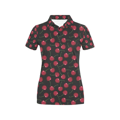 Cherry Black Background Women's Polo Shirt