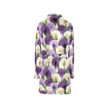 Lisianthus Pattern Print Design LT01 Women's Fleece Robe