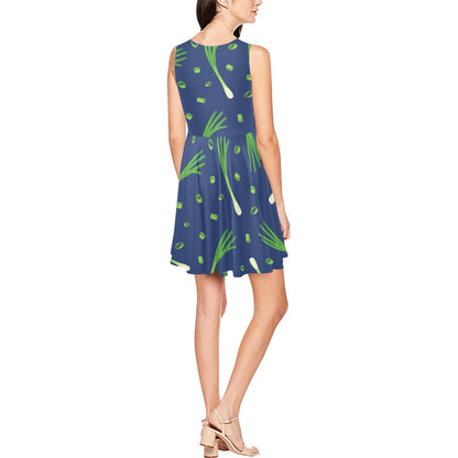 Leek Pattern Print Design 02 Sleeveless Dress