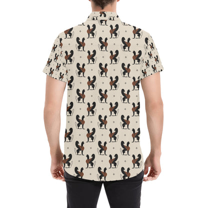 Ancient Greek Print Design LKS3010 Men Short Sleeve Button Up Shirt