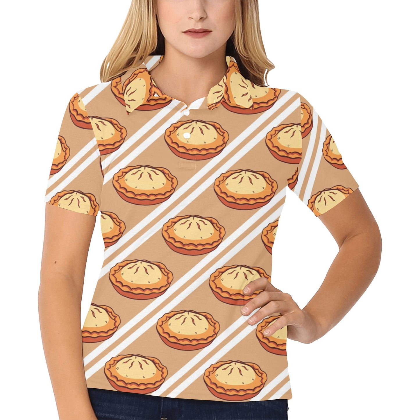 Pie Pattern Print Design A02 Women's Polo Shirt