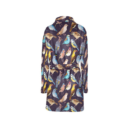 Bird Cute Print Pattern Women's Fleece Robe