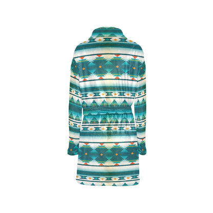 Blue Tribal Aztec Women's Fleece Robe