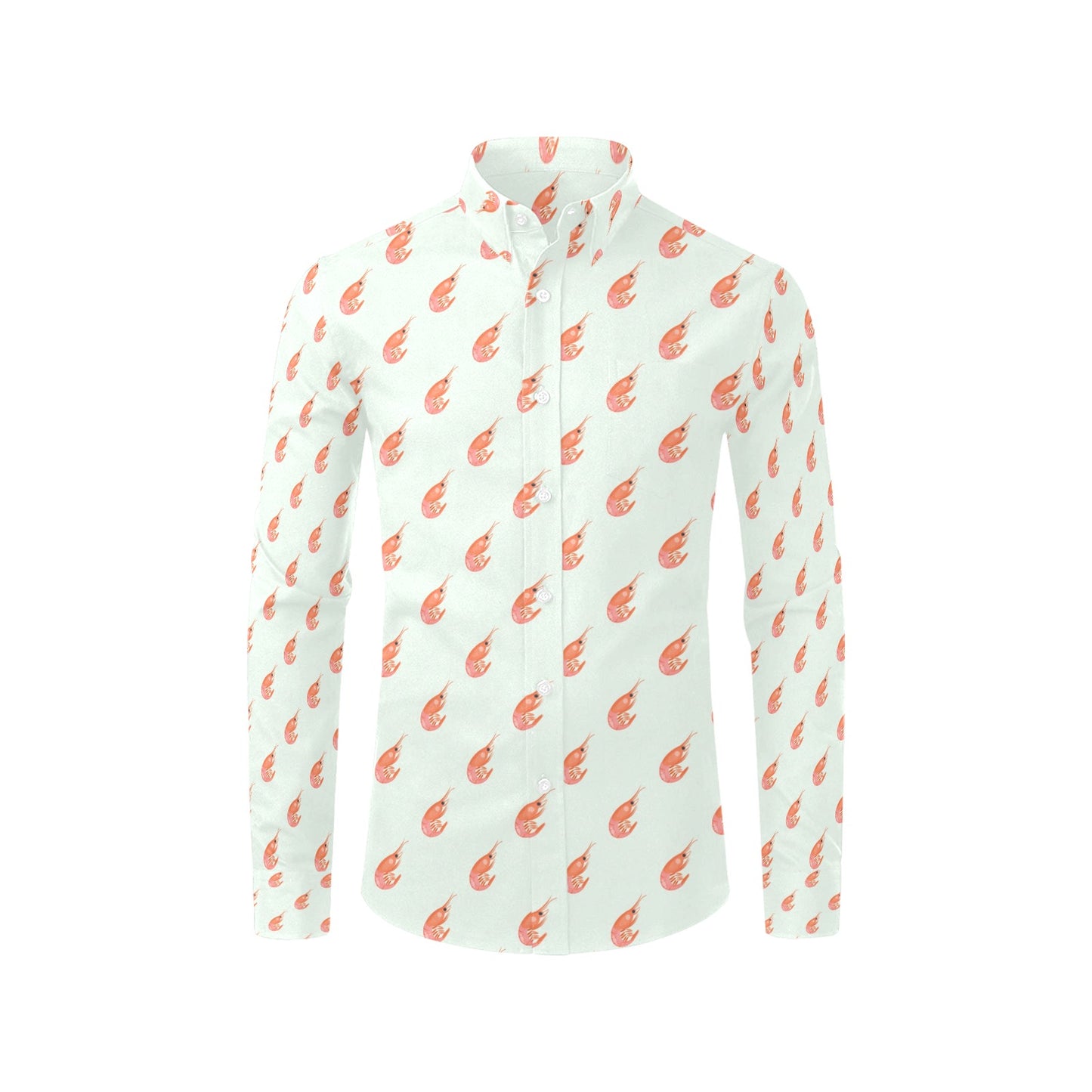 Shrimp Print Design LKS304 Men's Long Sleeve Dress Shirt
