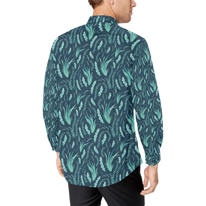 Seaweed Print Design LKS302 Men's Long Sleeve Dress Shirt