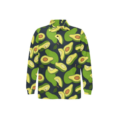 Avocado Pattern Print Design AC013 Long Sleeve Polo Shirt For Men's