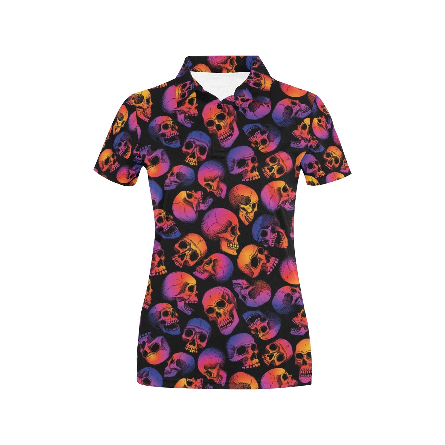 Skull Multicolor Print Design LKS3011 Women's Polo Shirt